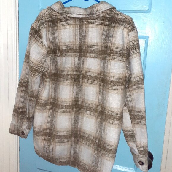 ๐ค PLAID SANDY+ WHITE STRIPPED COLLARED SWEATER SHIRT ( SZ: MED. 8-10 )- $30 - Picture 2 of 4